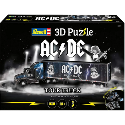 Planche de découpe du puzzle 3D AC/DC – pièces à assembler et décoration latérale