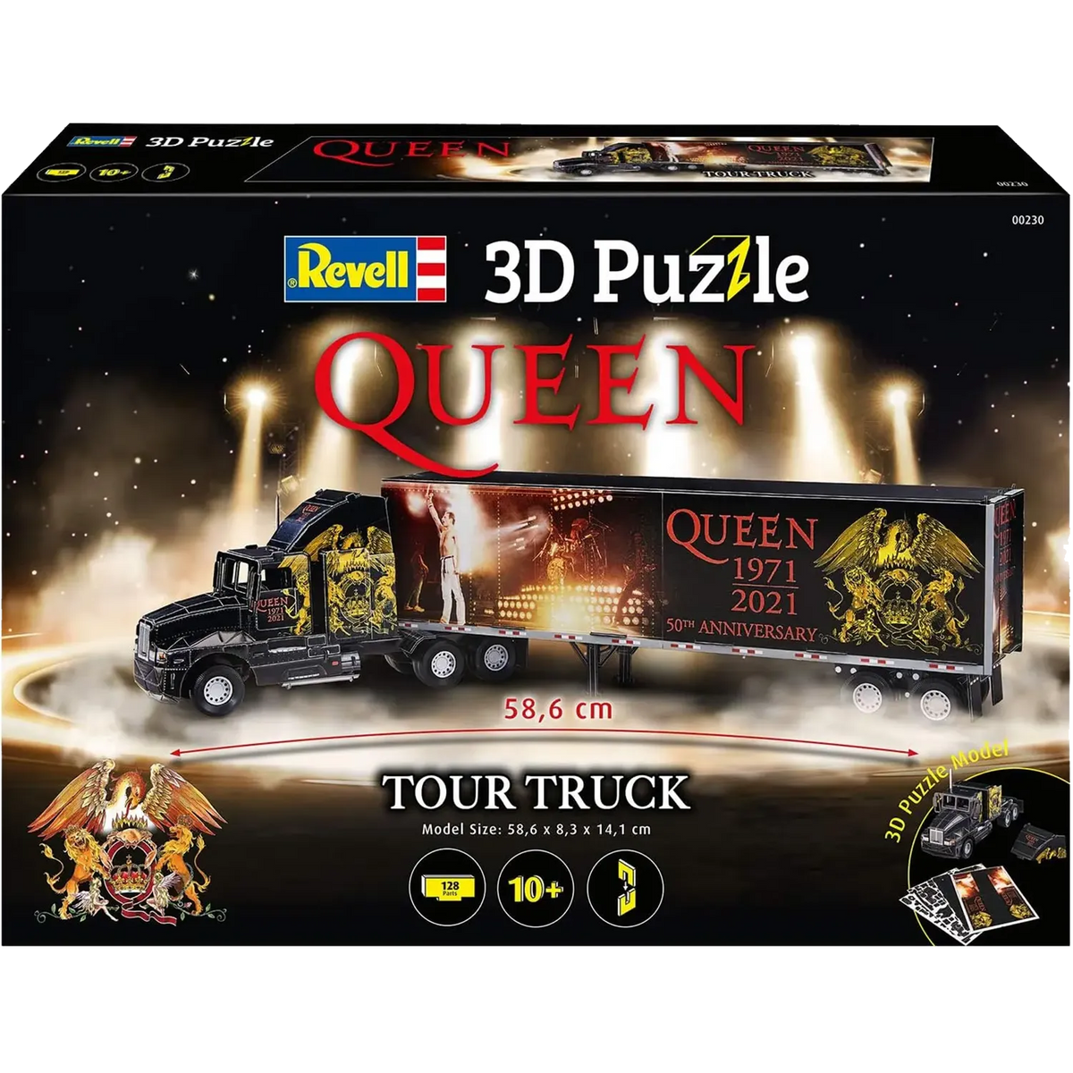 Coffret complet du puzzle 3D Revell Queen Tour Truck – modèle à monter de 58,6 cm pour les fans du groupe rock légendaire