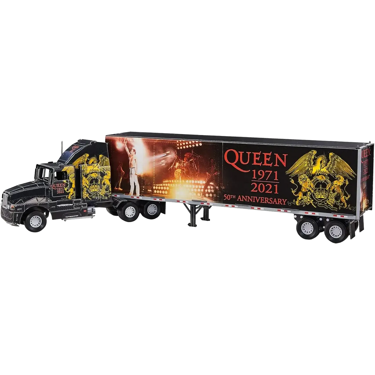 Modèle monté du puzzle 3D Queen Tour Truck – camion de tournée décoré pour le 50e anniversaire du groupe